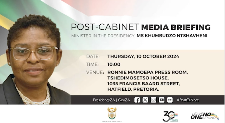 Full Speech Minister Khumbudzo Ntshavheni Post Cabinet Media Briefing 10 October 2024