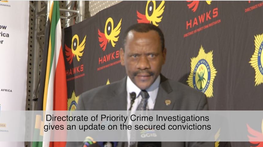 Lt General Godfrey Lebeya of the Hawks giving an update on Secured Convictions